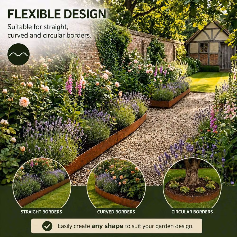 Nicoman Corten Steel Garden Lawn and Border Edging in Bronze – 5