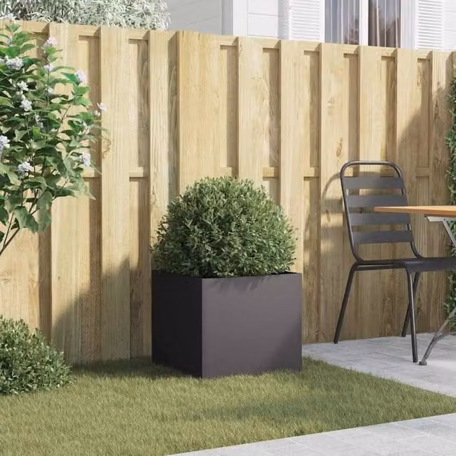 Berkfield Home Steel Planter Tub, Black, W: 42 cm, D: 40 cm, H: 39 cm – 1