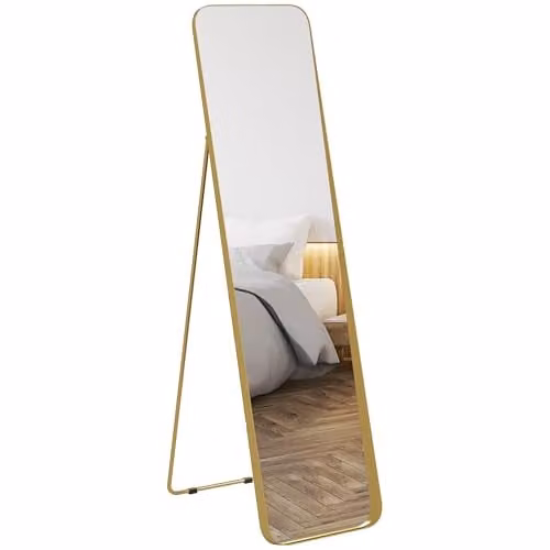 HOMCOM Full Length Freestanding Mirror in Gold Tone, W: 40 cm, H: 160 cm