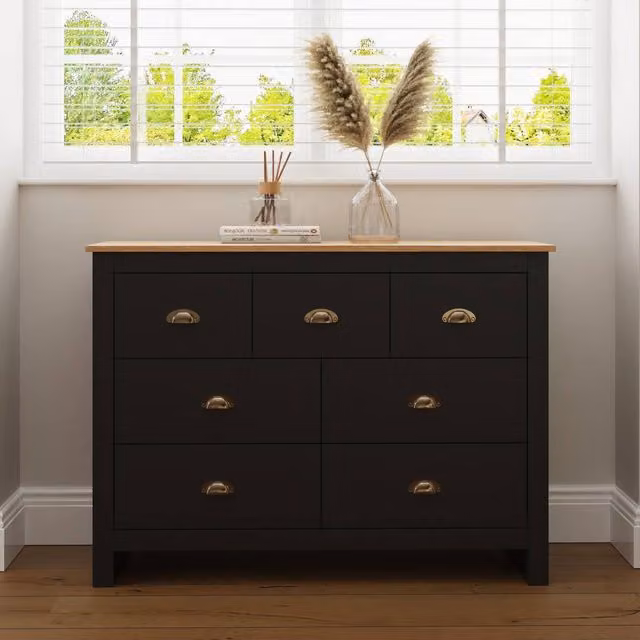 GFW Lancaster 7 Drawer Chest in Black Oak
