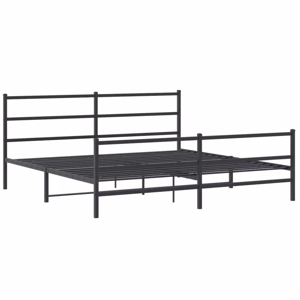 Berkfield Home Metal Bed Frame with Headboard and Footboard in Black, W/D/H: 180 x 200 cm Super King Size – 2