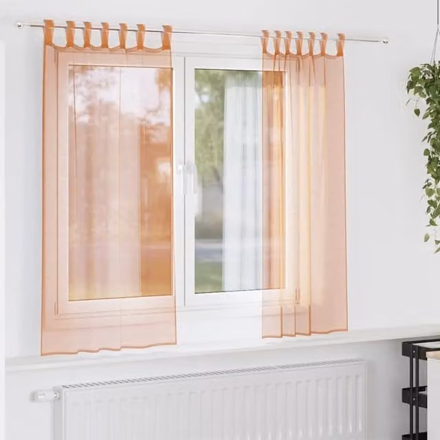 Berkfield Home Voile Curtains with Rod Pockets, 2 Pack, Brown and Orange