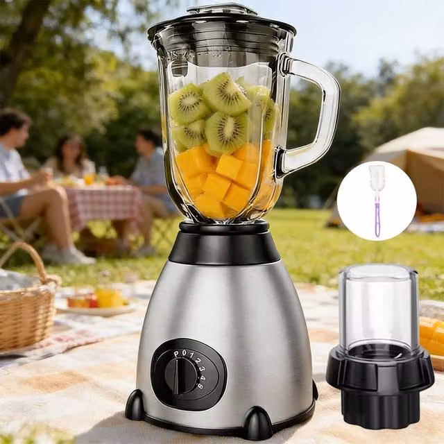 Ventryn 1.5L Blender Mixer and Ice Crusher for Smoothies, Fruit and Vegetables in Silver – 1