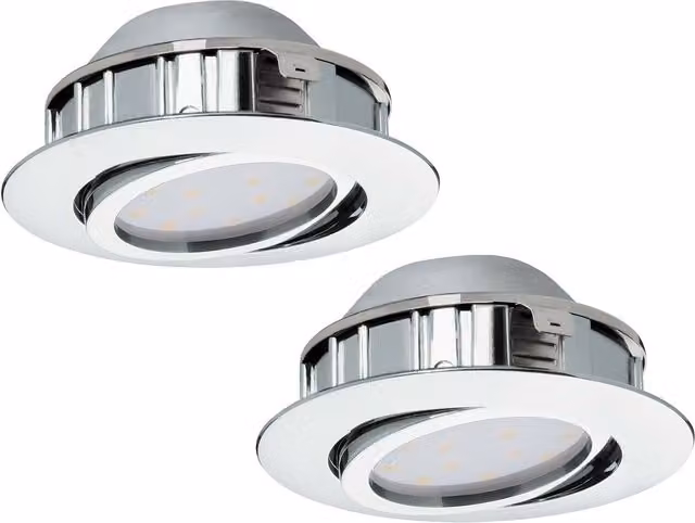 Loops 2 Pack Round Chrome Recessed LED Downlight Spotlight for Wall or Ceiling – 1