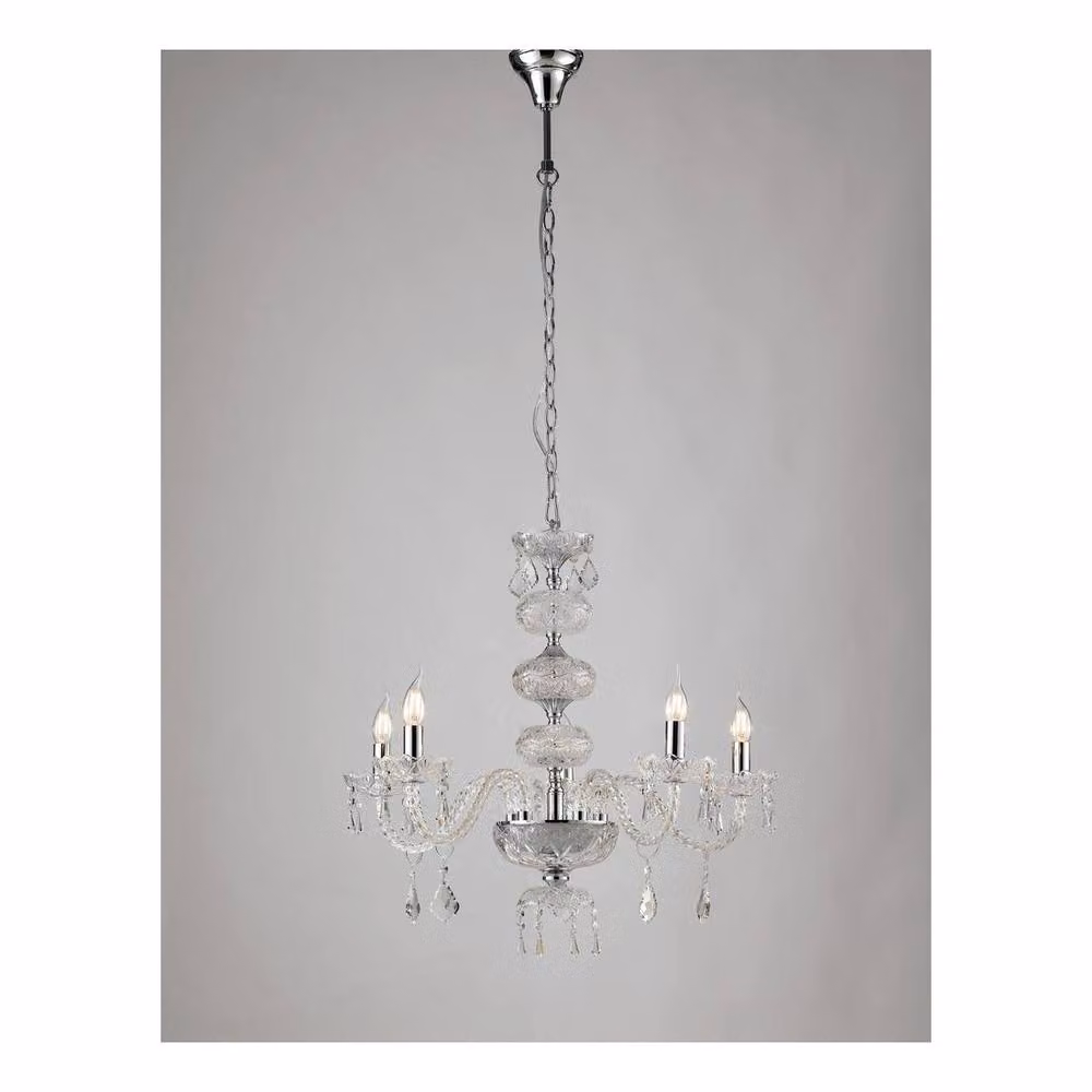 Netlighting INCANTO 5 Light Crystal Chandelier in Chrome and Silver, W: 69 cm, H: 79 cm – 3
