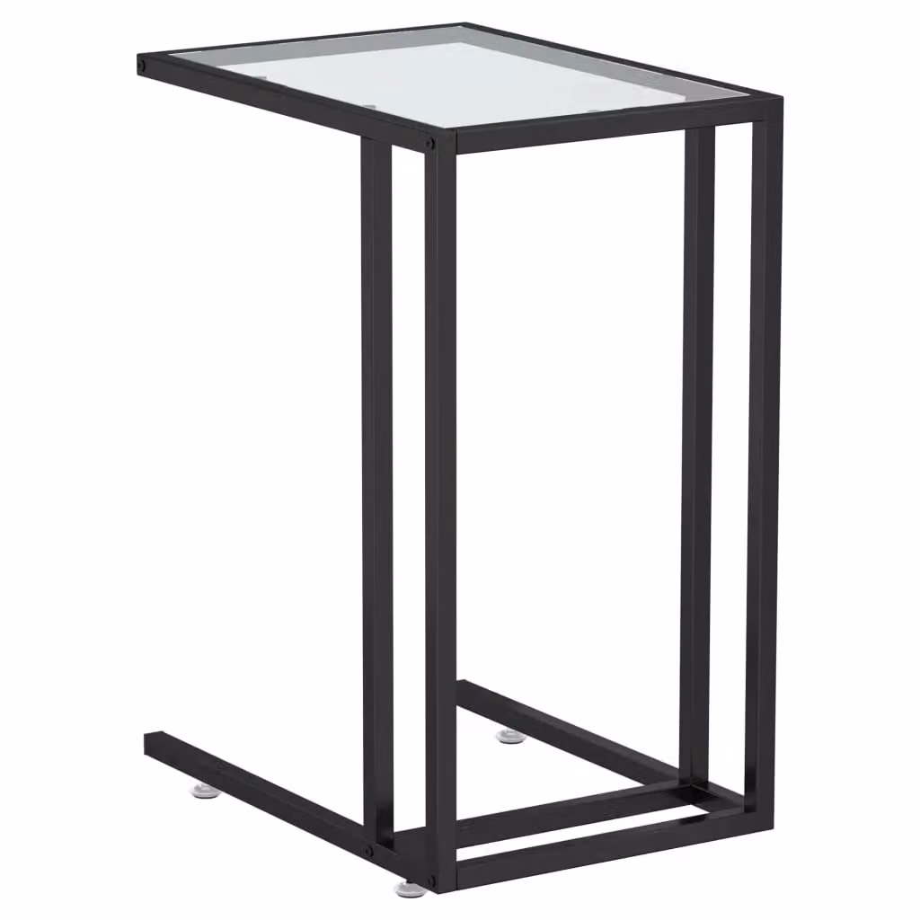 Berkfield Home Computer Side Table in Transparent Tempered Glass with Black Metal Sled Base, W: 50 cm, D: 35 cm, H: 65 cm – 2