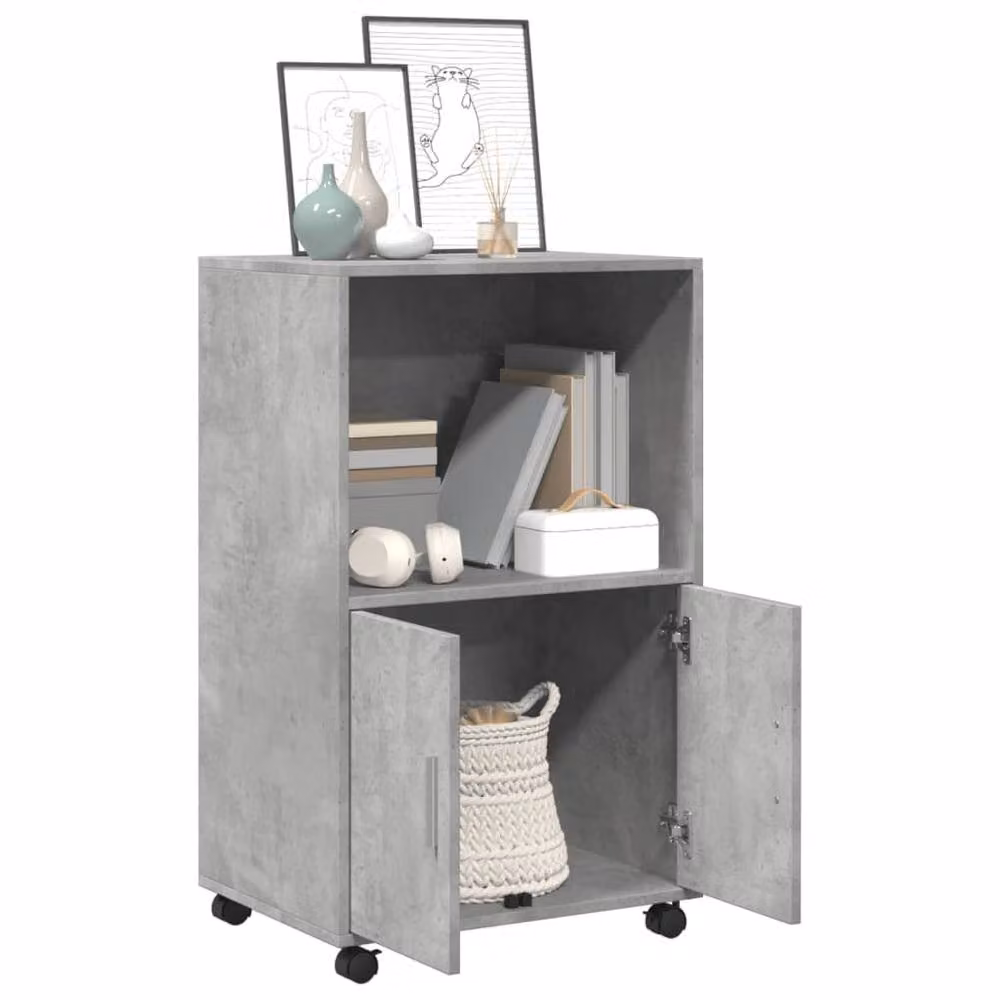Berkfield Home Rolling Cabinet in Concrete Grey, W/D/H: 55 x 40 x 91 cm – 3