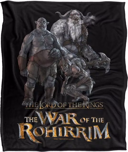 LOGOVISION Lord Of The Rings War Of The Rohirrim Evil Trolls Super Soft Fleece Throw Blanket, Multicolour, W: 91 cm, D: 147 cm – 6