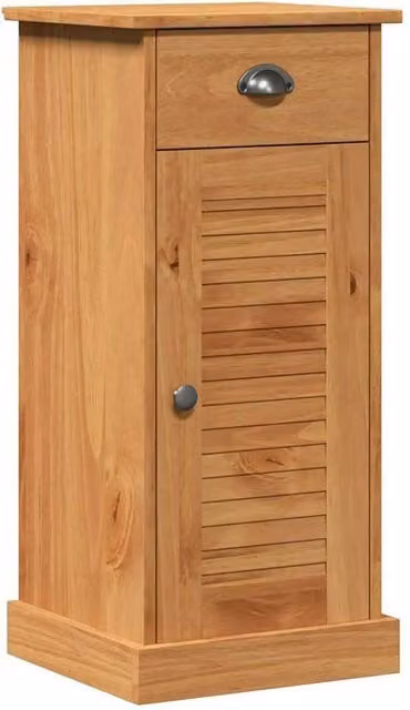 Berkfield Home VIGO Bathroom Cabinet in Brown Solid Pine Wood with Drawer and Shelves, W/D/H: 37 x 34 x 80 cm – 1