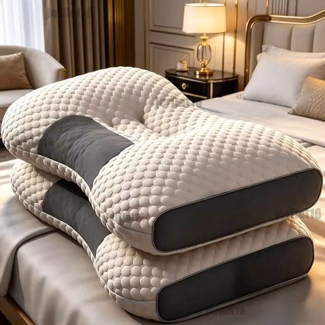 NESTLUNE Pack of 2 Antibacterial Ergonomic Memory Foam Cot Pillows in White
