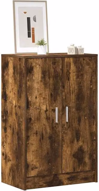 Berkfield Home Smoked Oak Shoe Cabinet in Brown, W/D/H: 60 x 35 x 92 cm