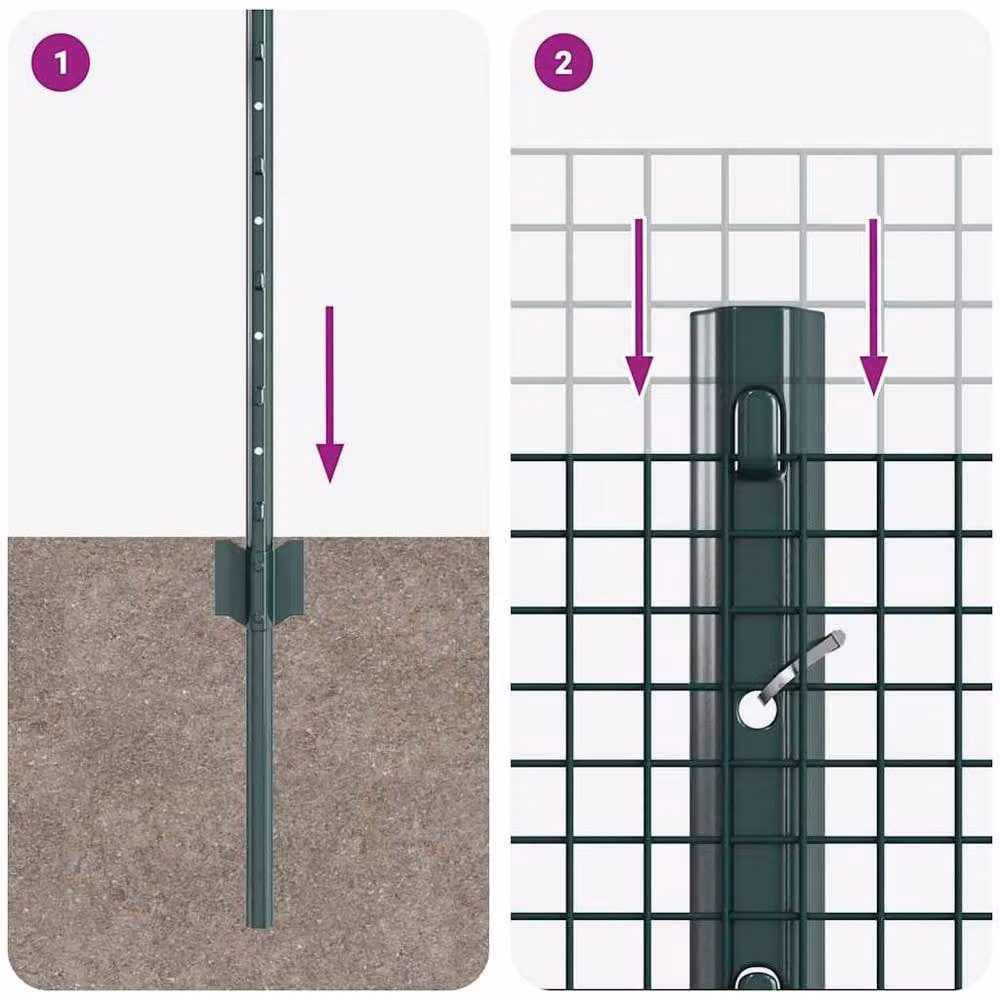 Berkfield Home Green Welded Wire Fence with 5 U-Profile Posts, Steel, W: 0.8 m, L: 10 m – 4