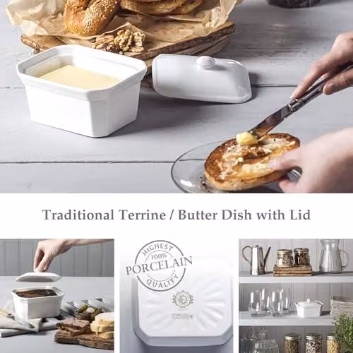 WM Bartleet & Sons Porcelain Terrine Butter Dish with Lid, White, W/D/H: 15 x 12 x 9.5 cm – 5