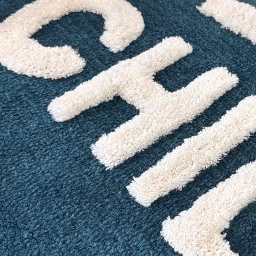 Mooky Mats Chill Pill Non-Slip Absorbent Bath Mat Runner, Petrol and Cream, W: 46 cm, L: 115 cm – 3