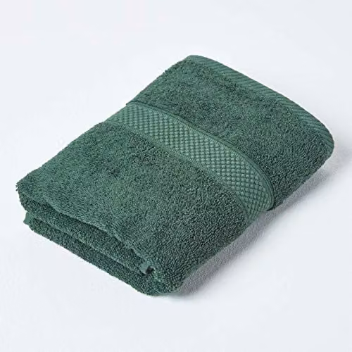 Homescapes Green Turkish Cotton Hand Towel, 500 GSM, Fluffy and Quick-Drying