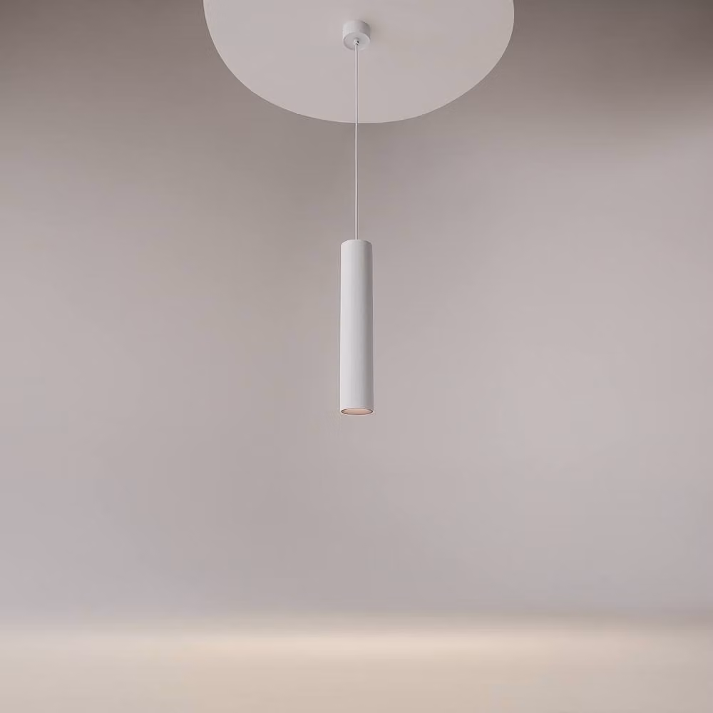 Netlighting Artisan Slim Cylinder Pendant Ceiling Light in White, 1xGU10, Height Adjustable – 2