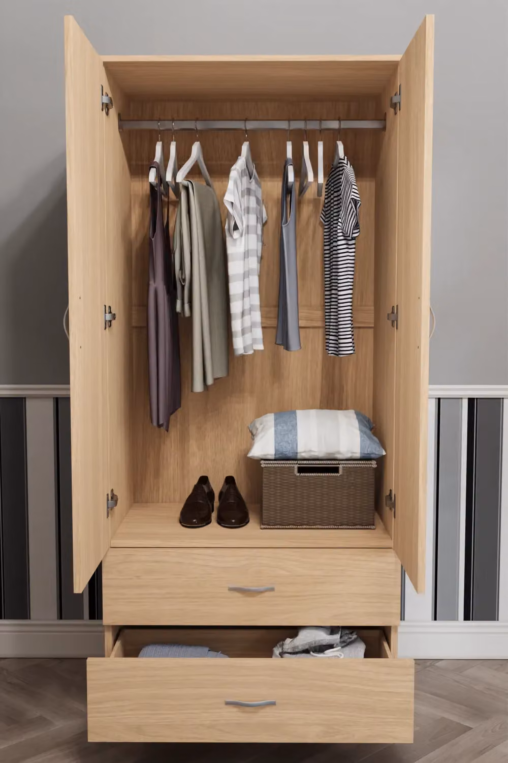 Home Discount Vida Designs Riano Modern 2 Door 2 Drawer Wardrobe in Brown – 3