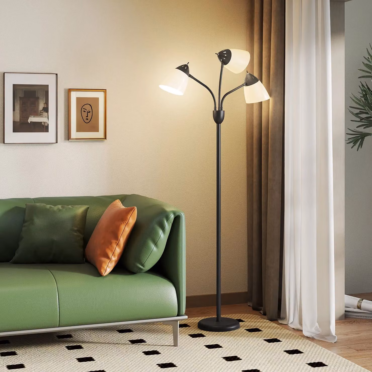 HOMCOM Industrial Arc Tree Floor Lamp in Black, Height: 155 cm – 4
