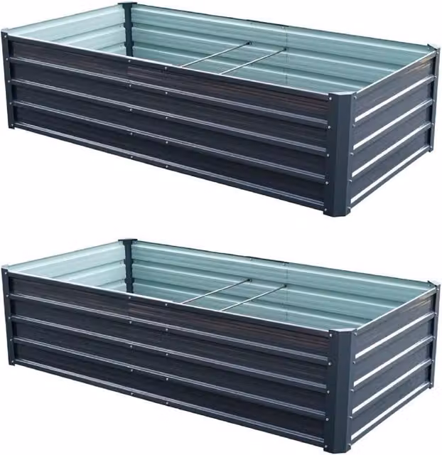 Garden Life Extra Large Metal Raised Flower Bed in Anthracite Grey