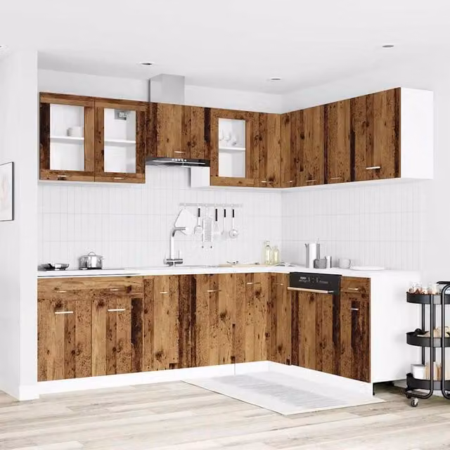 Berkfield Home Lyon 11 Piece Kitchen Cabinet Set in Brown Engineered Wood – 1