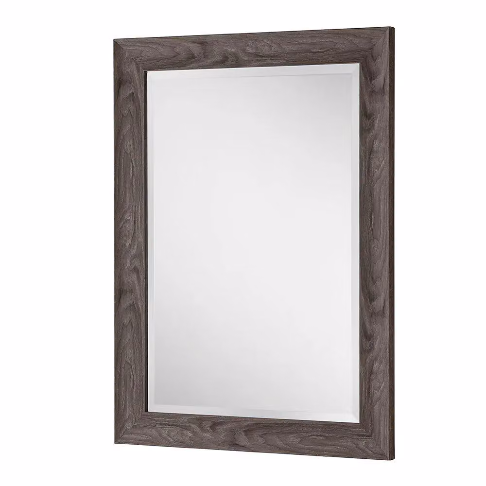 Yearn Rustic Grey Wood Effect Scooped Framed Rectangular Wall Mirror in Pale Green, W: 76 cm, H: 61 cm – 4