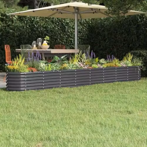 vidaXL Anthracite Galvanised Steel Raised Bed for Vegetable, Herb or Ornamental Gardens W/D/H: 332 x 40 x 36 cm – 2