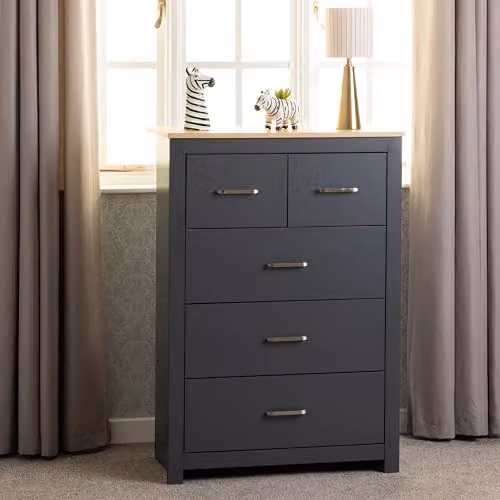 Seconique Portland 3+2 Drawer Chest in Grey – 2