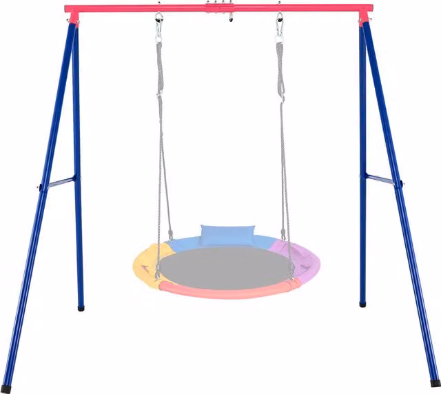 COSTWAY Large A-Frame Metal Swing Stand in Blue and Red