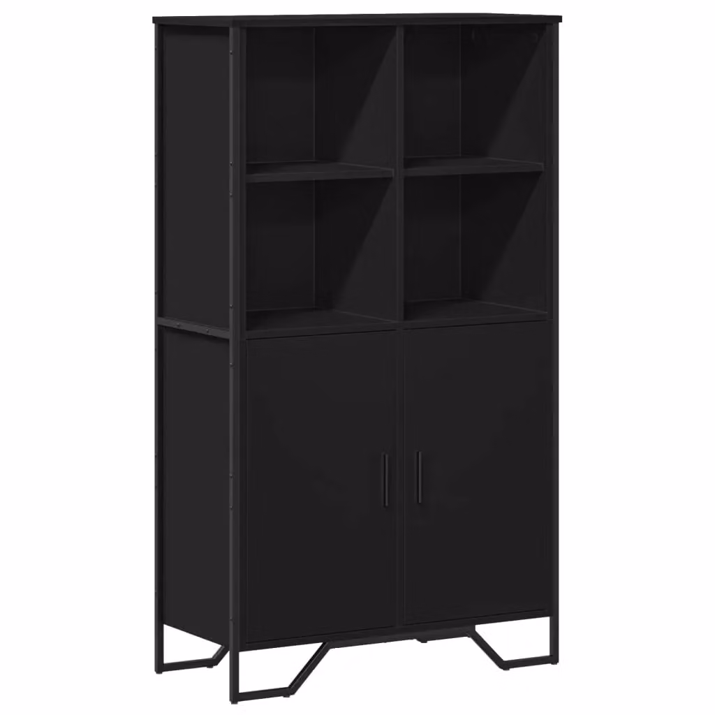Berkfield Home Black Matt Highboard W/D/H: 79.5 x 35.5 x 137.5 cm – 2