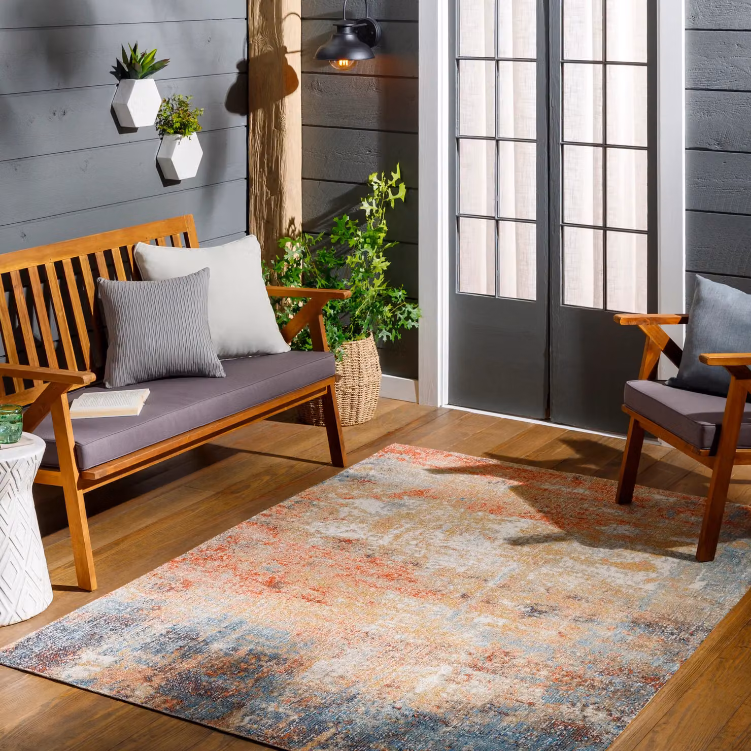 Livabliss Huntington Beach Modern In- & Outdoor Rug in Orange and Blue, W: 160 cm, L: 215 cm – 4