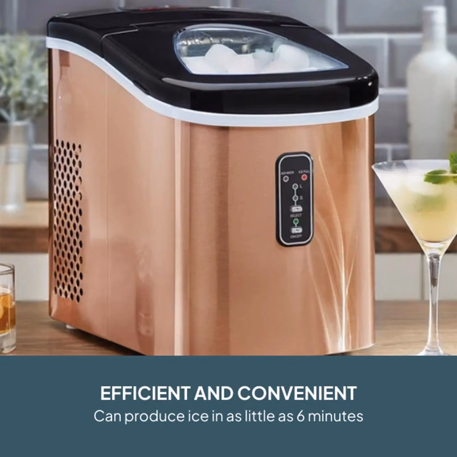 Cooks Professional Ice Maker Machine with Scoop and 2.2L Tank, 14kg Daily Capacity, Copper – 4