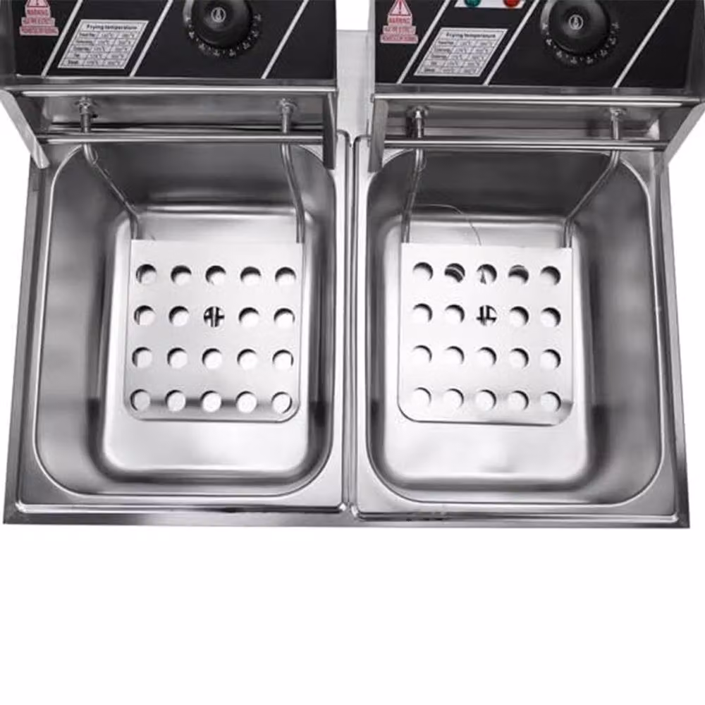 Ventryn 20L Commercial Electric Twin Tank Deep Fat Fryer in Metallic Silver – 3