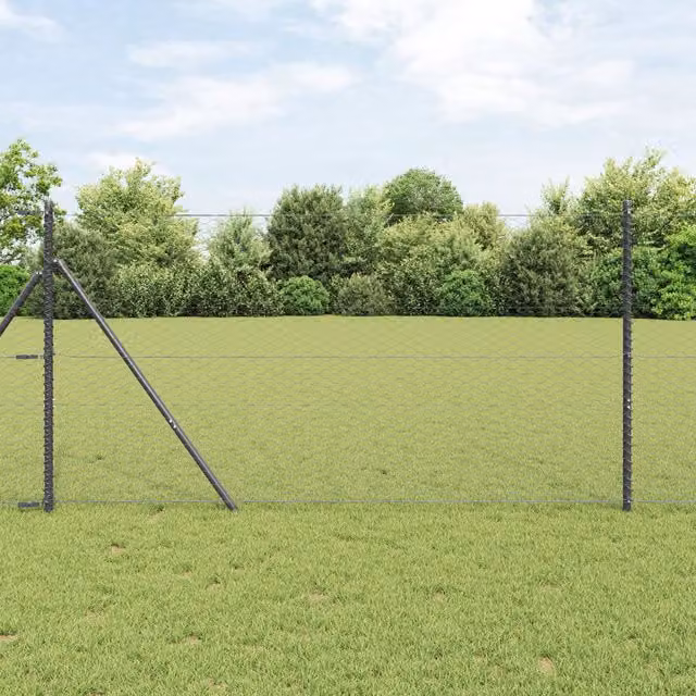 Berkfield Home Hexagon Steel Fence, Grey, W/H: 10 x 1.4 m