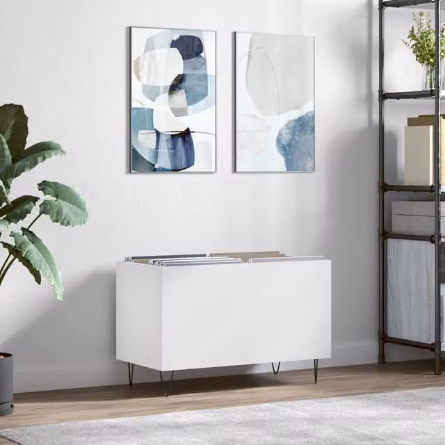Berkfield Home Record Cabinet in White, W/D/H: 74.5 x 38 x 48 cm