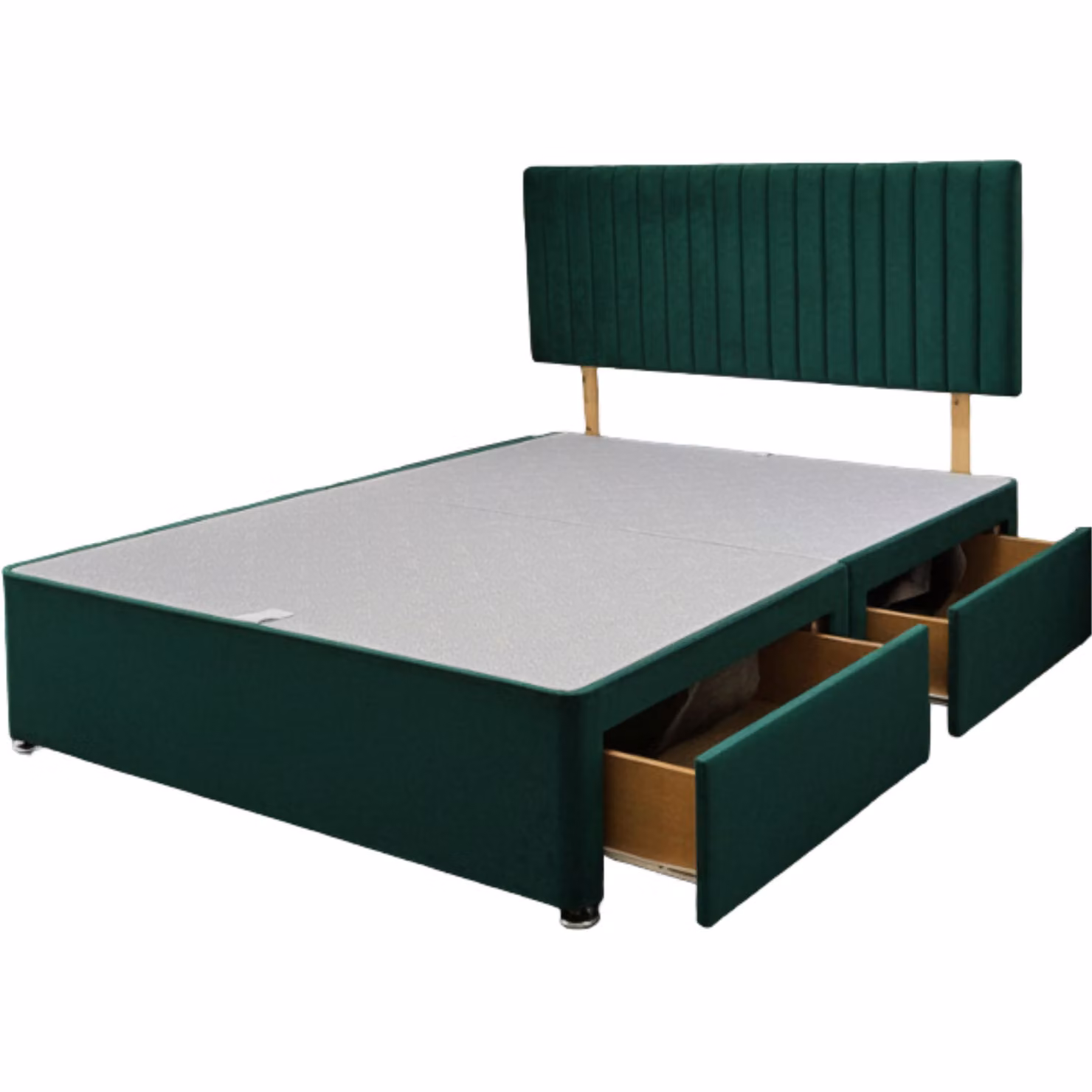 Knight Sleep Emily Divan Bed Base with 2 Drawers and Headboard, Green Velvet, W/D/H: 90 x 190 cm – 2