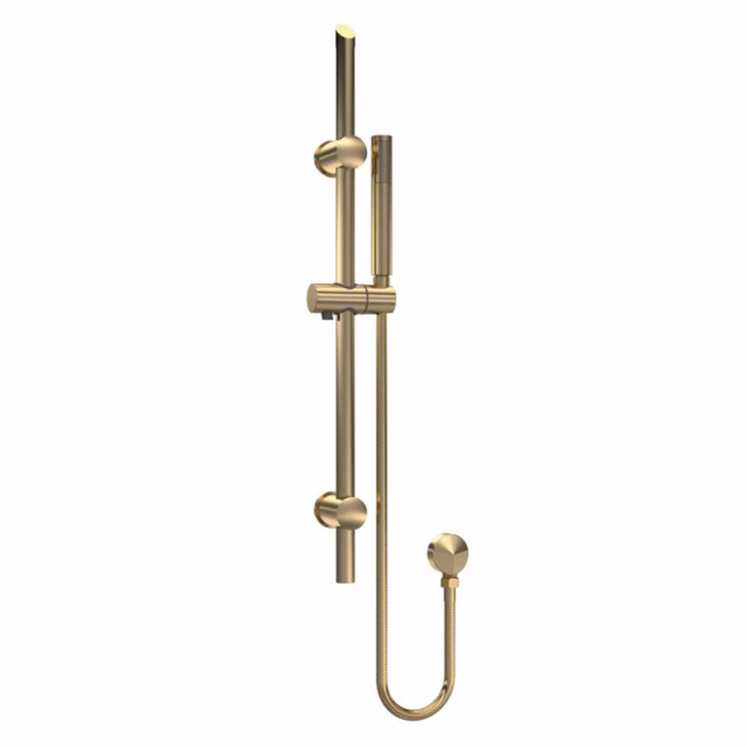 Windon Round Brushed Brass Slider Rail Shower Kit with Hand Shower and Outlet Elbow