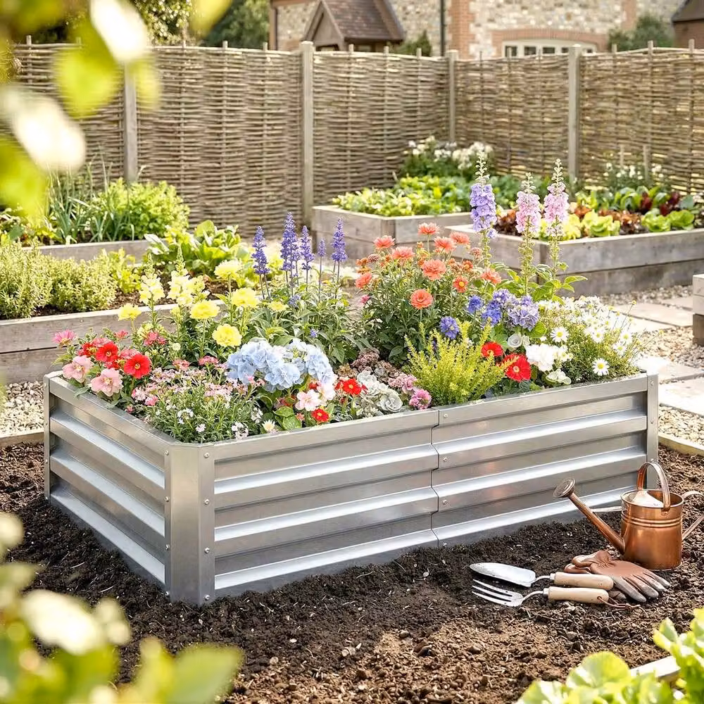NESTLUNE Raised Garden Bed Elevated Planter Box in Silver, W/D/H: 60 x 60 x 30.5 cm – 2