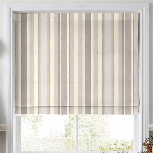 Laura Ashley Made To Measure Blackout Roman Blind in Dove Grey Awning Stripe