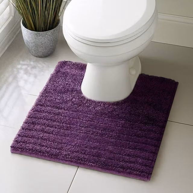 Velosso Linear Purple Microfibre Non-Slip Bath and Pedestal Mat with Cashmere Feel
