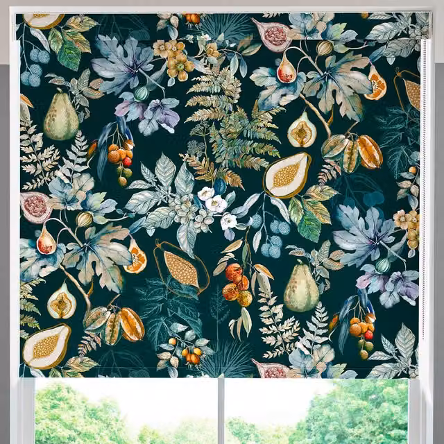 Terrys Rosales Translucent Made to Measure Roller Blind Forest Green Floral Polyester