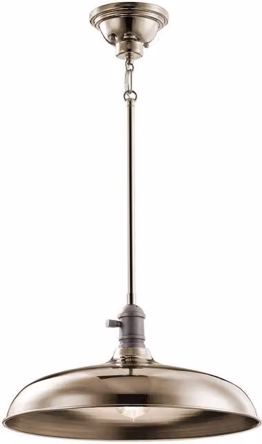 Elstead Industrial Dome Ceiling Pendant Light in Brass with E27 Fitting