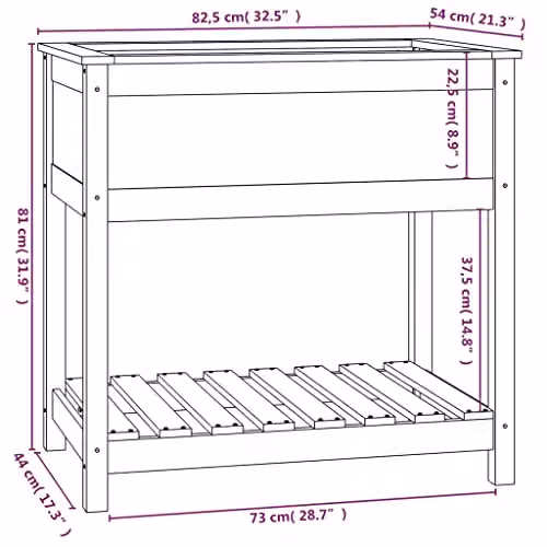 vidaXL Grey Pine Wood Planter with Shelf W/D/H: 82.5 x 54 x 81 cm – 3