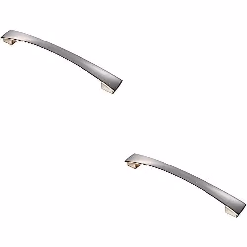 Loops 2 Pack Curved Bow Pull Handle in Brushed Silver, 218.5 x 26 mm with 192 mm Fixing Centres