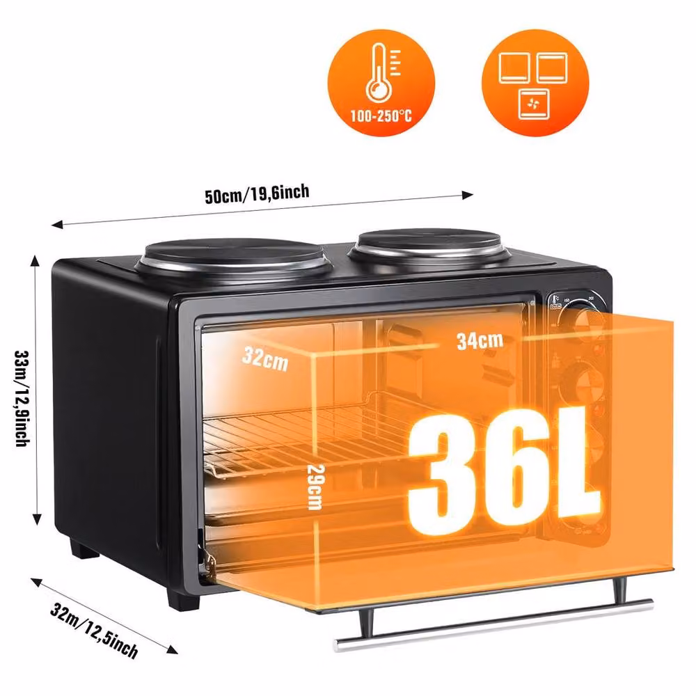 SPETLEK 36L Mini Oven with Dual Hotplates and Grill in Black – 2