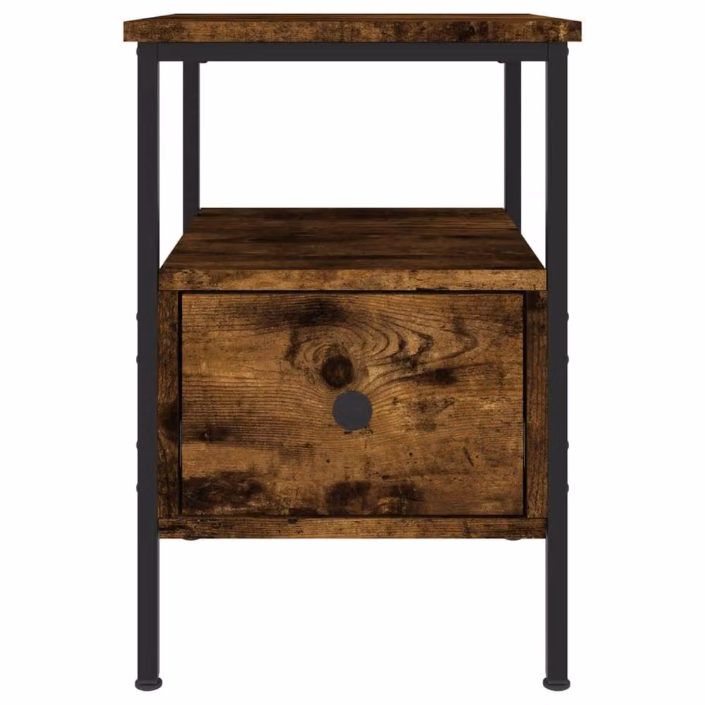 Berkfield Home Set of 2 Smoked Oak Bedside Cabinets in Brown, W/D/H: 34 x 36 x 50 cm – 5