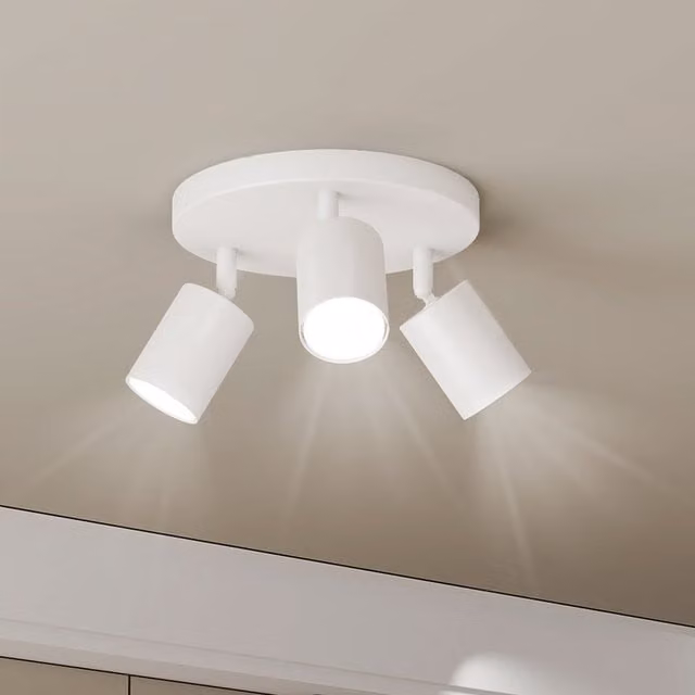 Emitto Modern Adjustable 3-Way GU10 Ceiling Spotlight in White