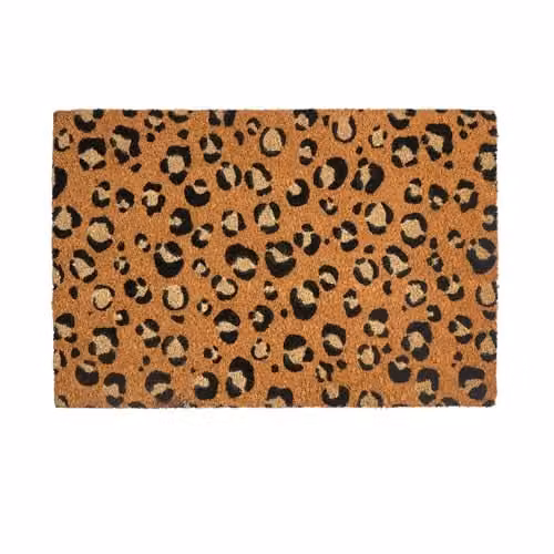 OHS Leopard Print Coir Doormat, Brown, W: 60 cm, D: 40 cm