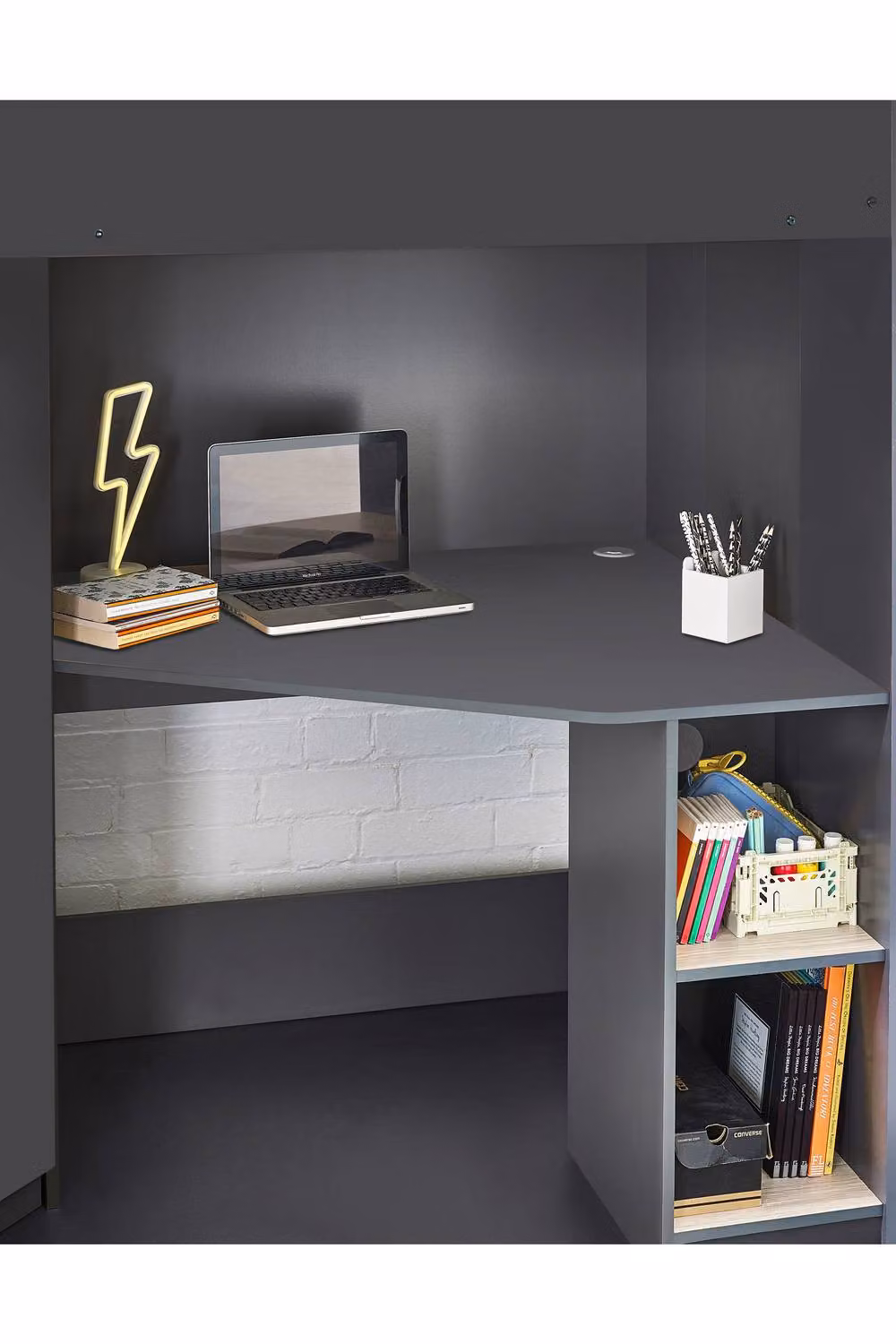 Julian Bowen Hercules Single High Sleeper Bed Frame in Anthracite, W/D/H: 90 x 190 x 180 cm – 6