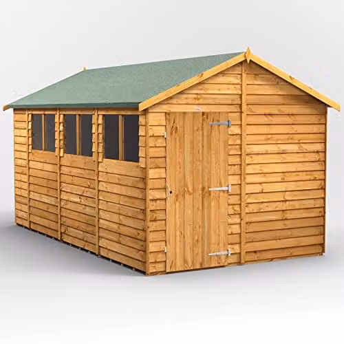 Powersheds Premium Apex Wooden Garden Shed in Brown with Toughened Glass Window, W: 426.72 cm, D: 258.0 cm, H: 239.1 cm – 1