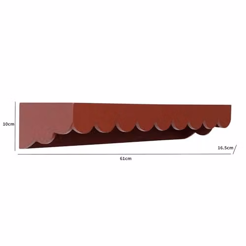 Melody Maison Large Oxblood Red Scalloped Wall Mounted Storage Shelf W: 61 cm, H: 16.5 cm, D: 10 cm – 2